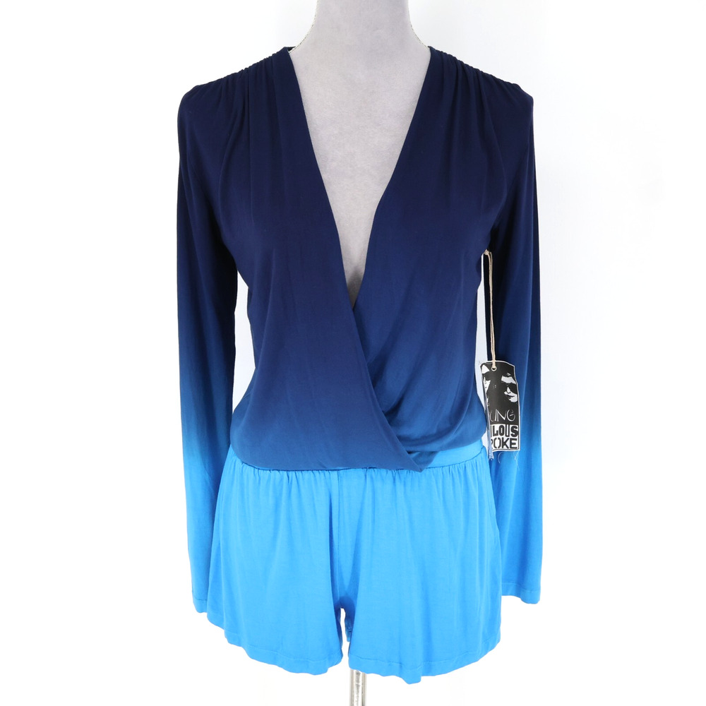 Young Fabulous and Broke Romper Womens XS Blue Ombre Stretch Knit Pull on New